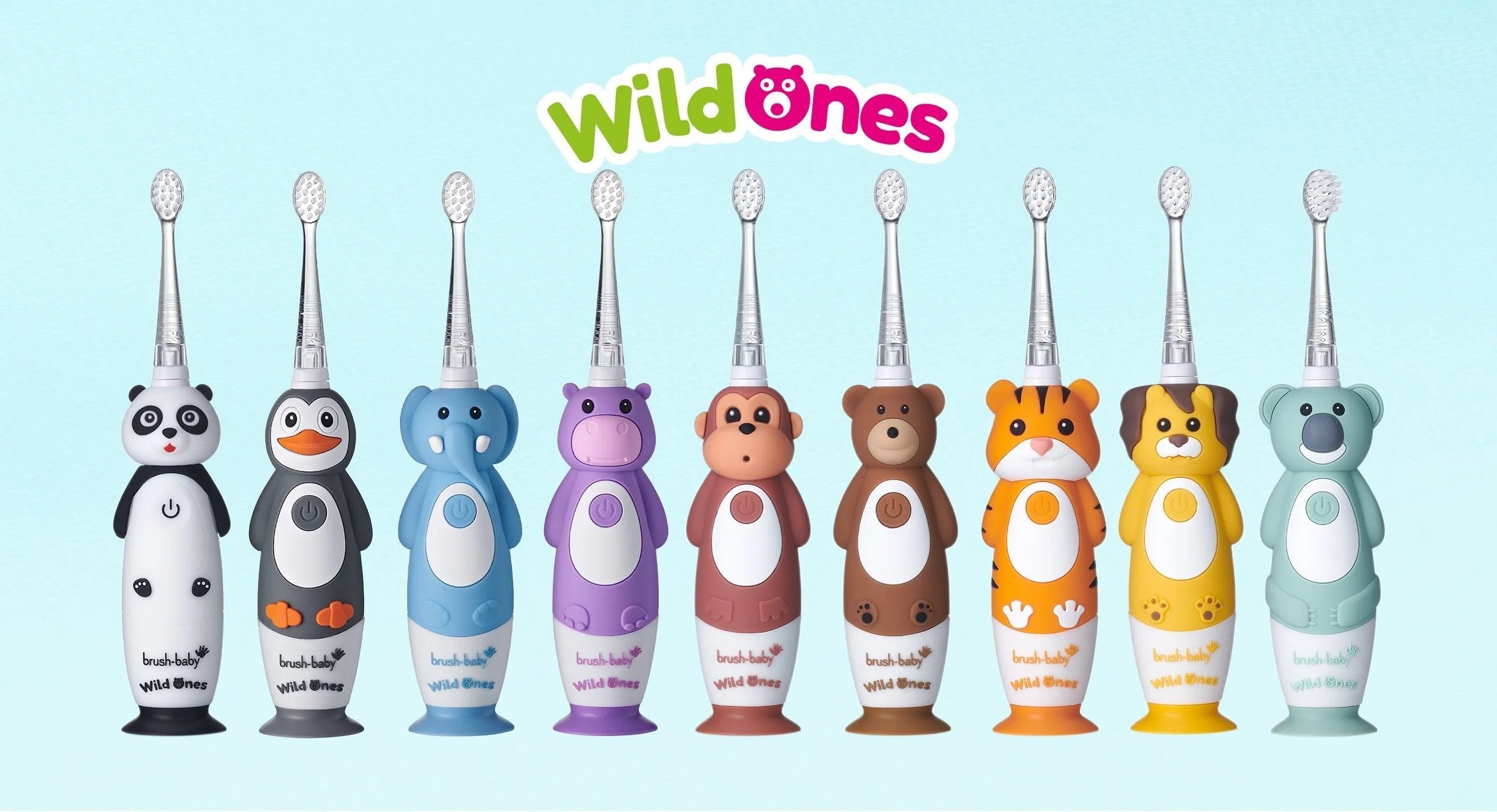 WildOnes Rechargeable Toothbrushes in Panda, Elephant, Penguin, Monkey, Tiger, Lion, Koala, Bear and Hippo 