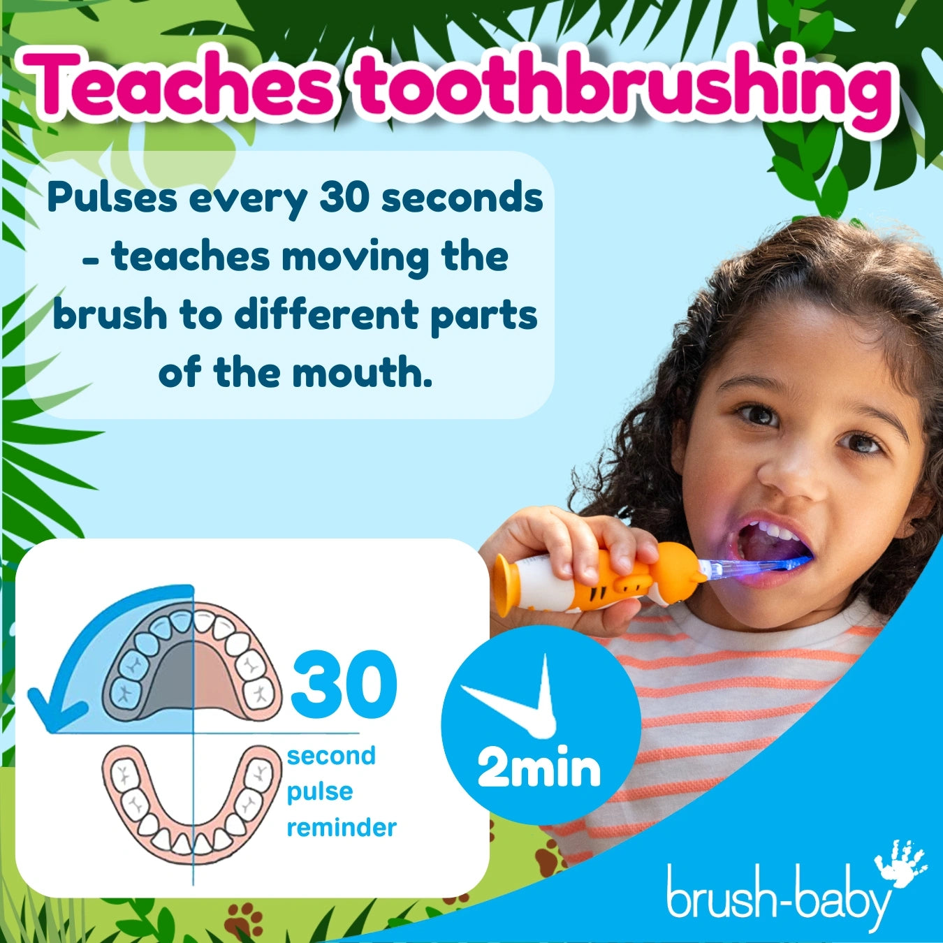 tiger wildones kids electric toothbrush  | brush-baby | childrens toothbrush | brush-baby