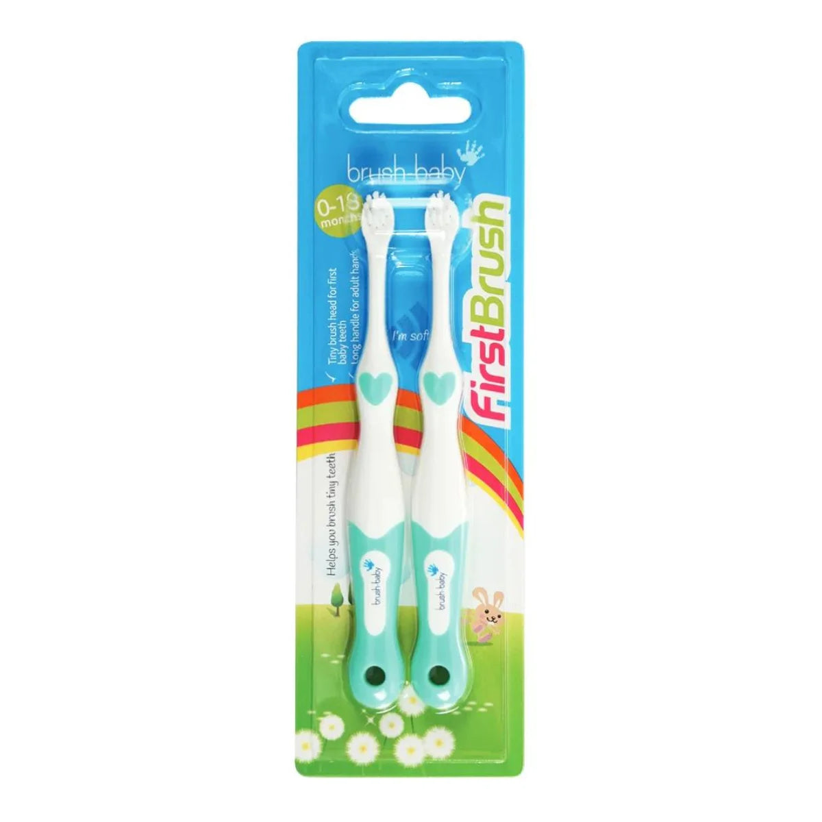 teal firstbrush first toothbrush for babies and toddlers packaging