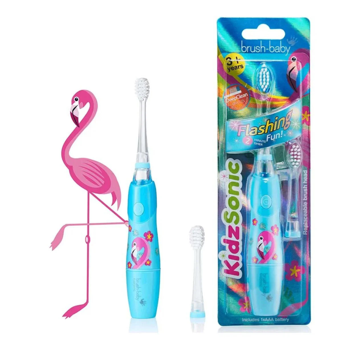 Fabio Flamingo Electric Toothbrush for kids  with replacement brush head