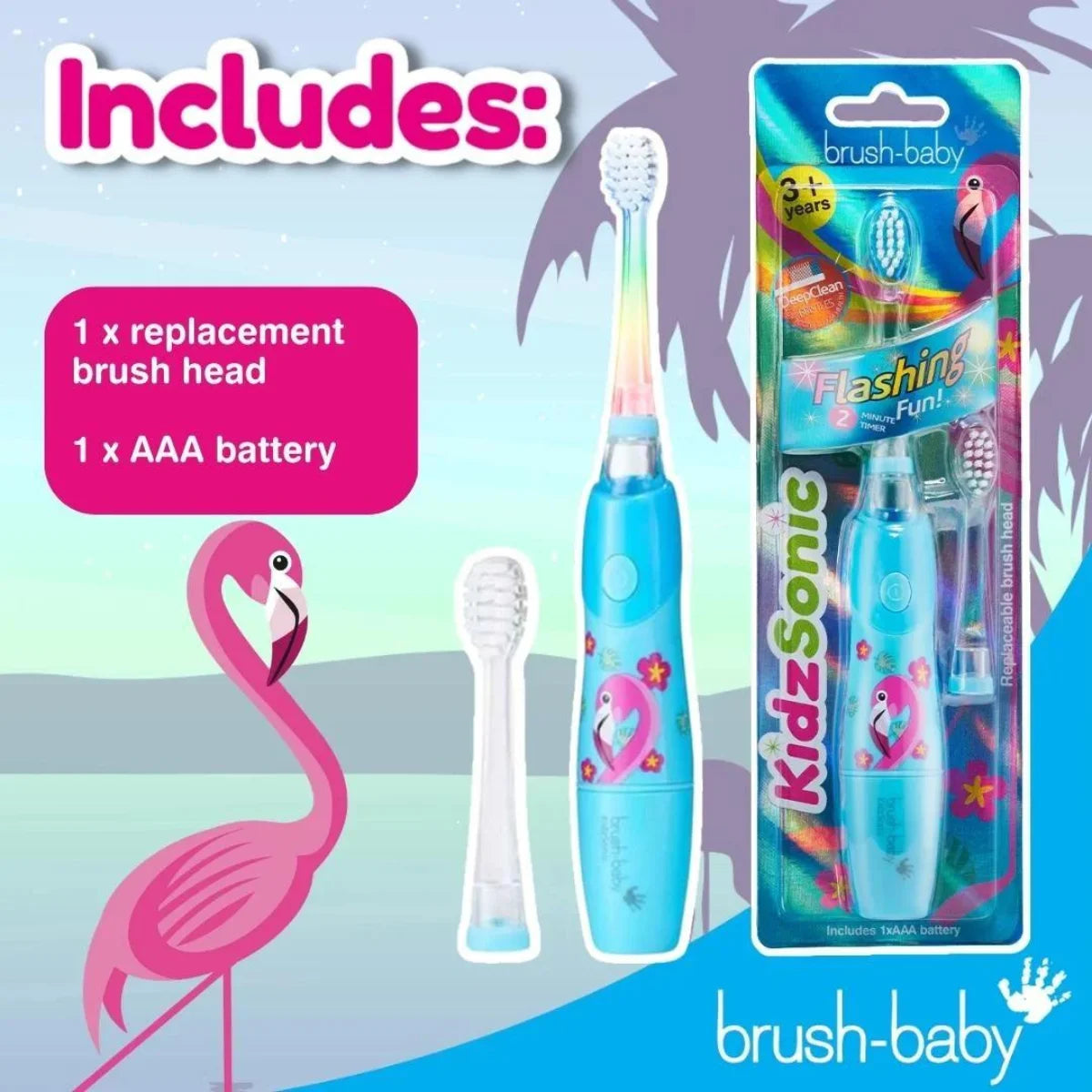 Fabio Flamingo Electric Toothbrush for kids  with replacement brush head  USP