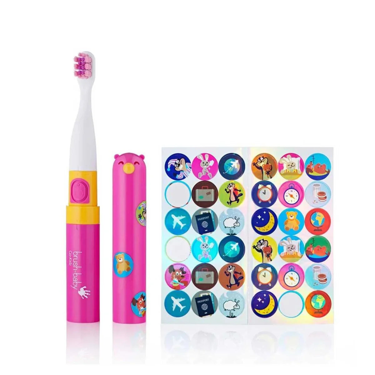 Pink brush-baby go-kidz travel electric toothbrush for kids