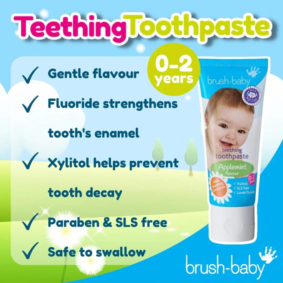 applemint flavoured baby teething toothpaste for toddlers
