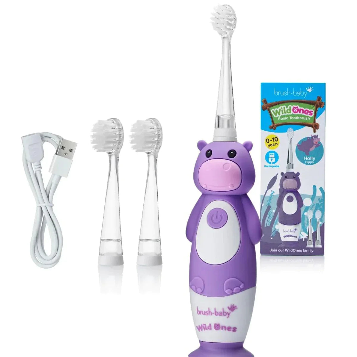 WildOnes™ Hippo Kids Electric Rechargeable Toothbrush and WildOnes Applemint Toothpaste