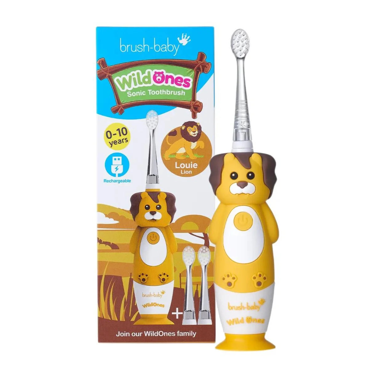 BrushBaby WildOnes Lion Kids Rechargeable Electric Toothbrush for children