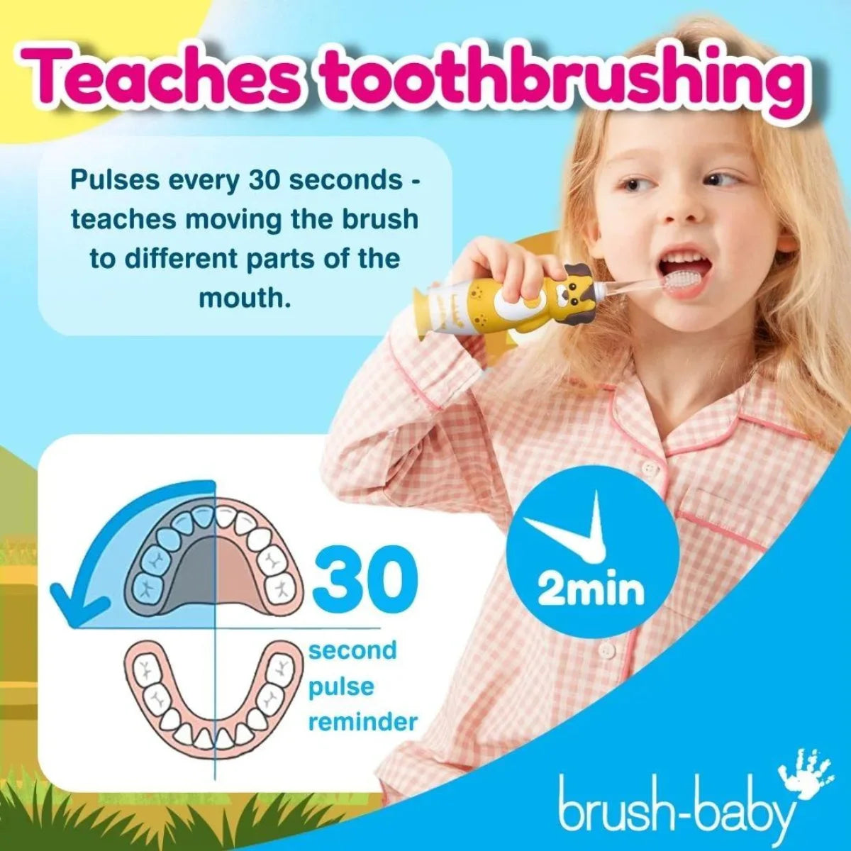BrushBaby WildOnes Lion Kids Rechargeable Electric Toothbrush for Toddlers