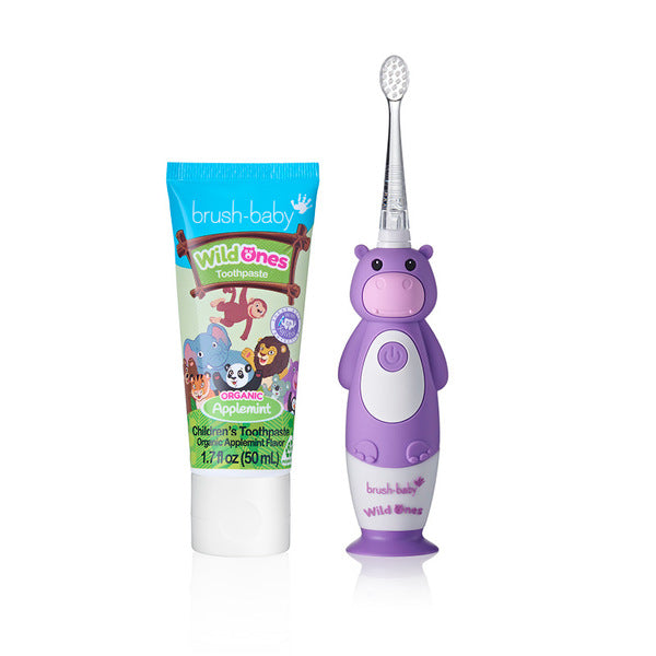 WildOnes™ Hippo Kids Electric Rechargeable Toothbrush and WildOnes Applemint Toothpaste