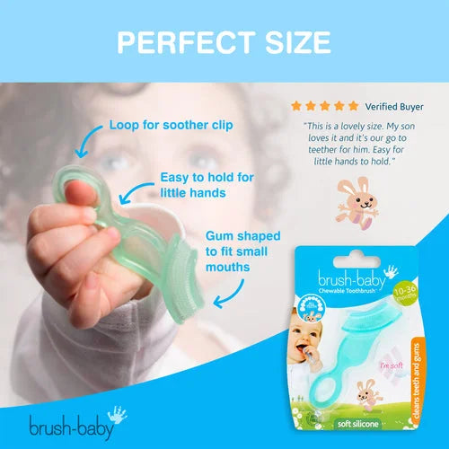 BrushBaby Chewable First Baby Toothbrush and Baby Teether perfect for little hands