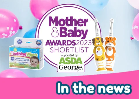 Best Baby Toothbrush | Brush-Baby shortlisted for award for teething baby gum wipes and kids electric toothbrush