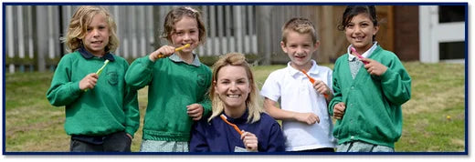 BSDHT First Smiles Initiative wit brushbaby kids toothbrush donations