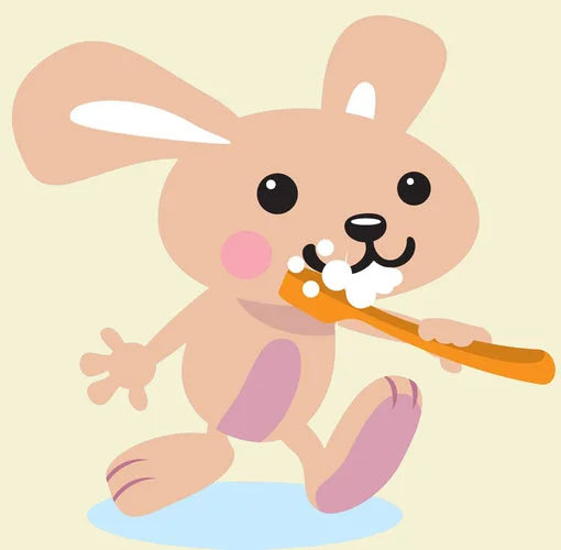 Bobbie the Bunny Brushing guide with kids toothbrushes