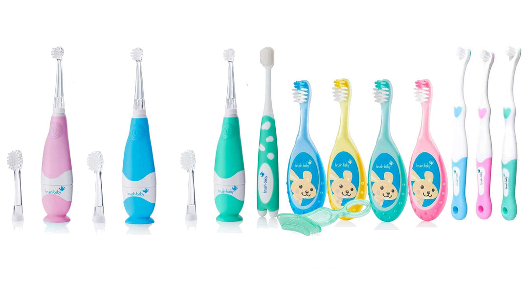 full range of baby toddler manual and electric toothbrushes for 0 - 3 year olds