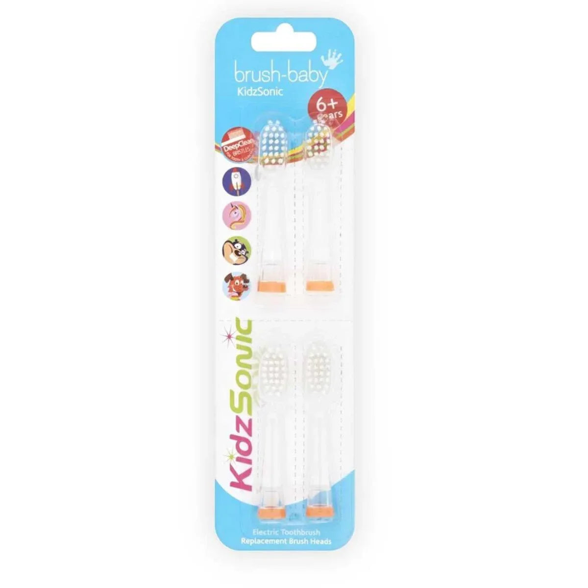 4 pack of clear kids sonic replacement toothbrush heads