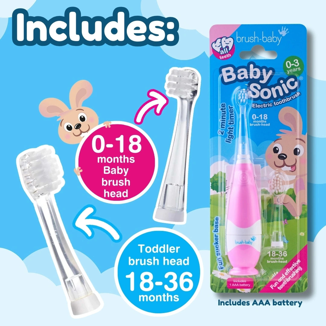 Pink kids electric toothbrush | childrens toothbrushes | brush-baby
