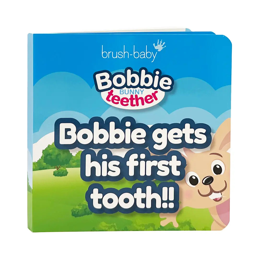 bobbie bunny book baby teether | teething toy | baby brush | infant toothbrush | brush-baby
