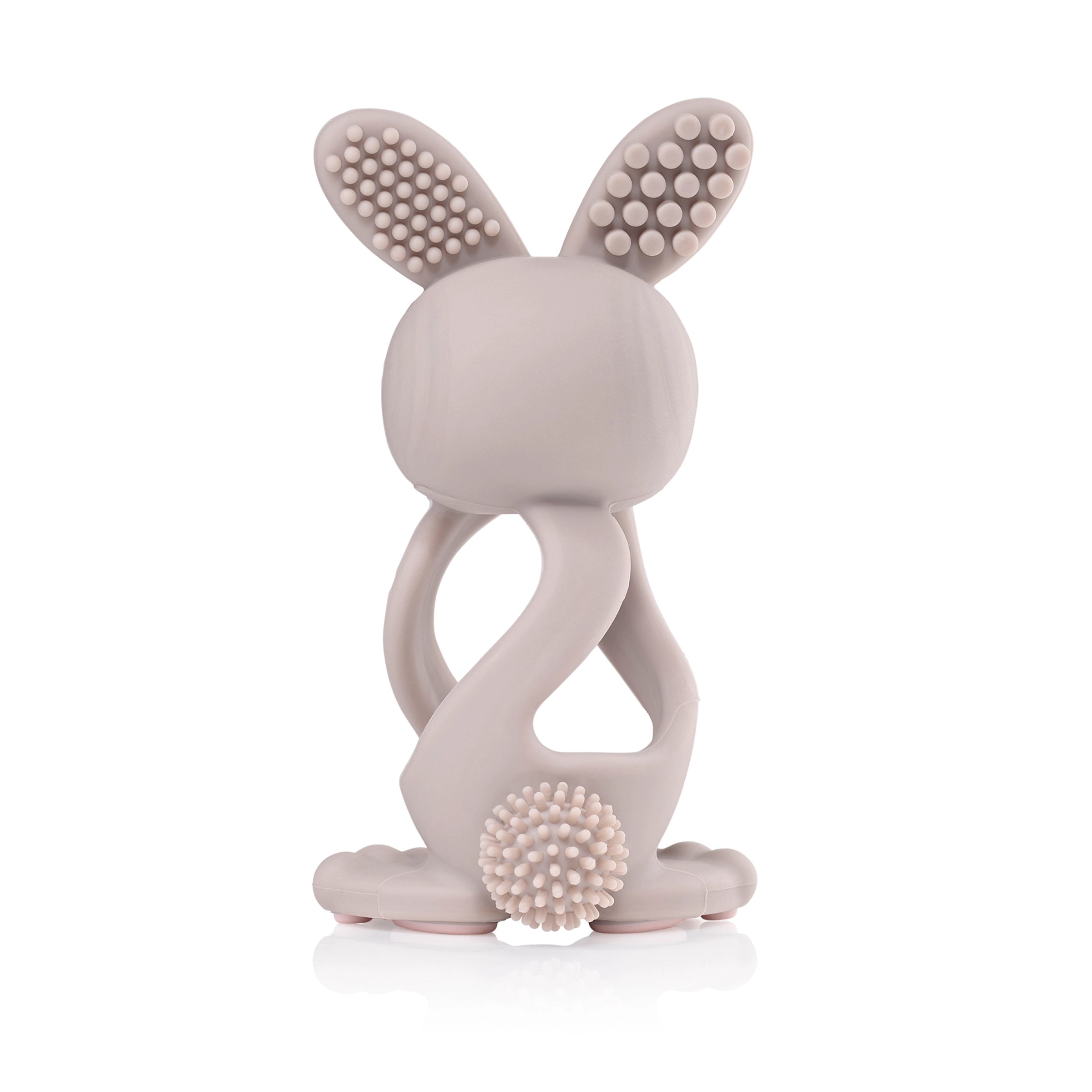 Brush Baby Bobbie Bunny Baby Teether Toy Cappuccino Grey | Twist & Bounce Teething Toy