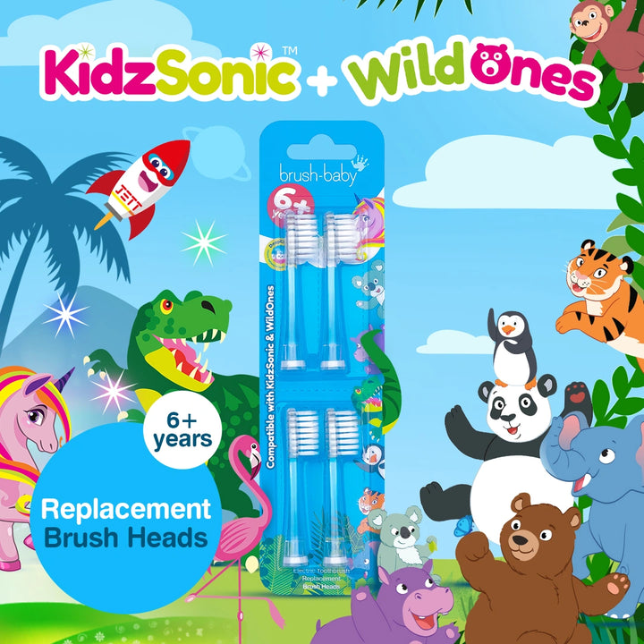 6+ Years Kids Replacement Electric Toothbrush Heads (4 Pack)