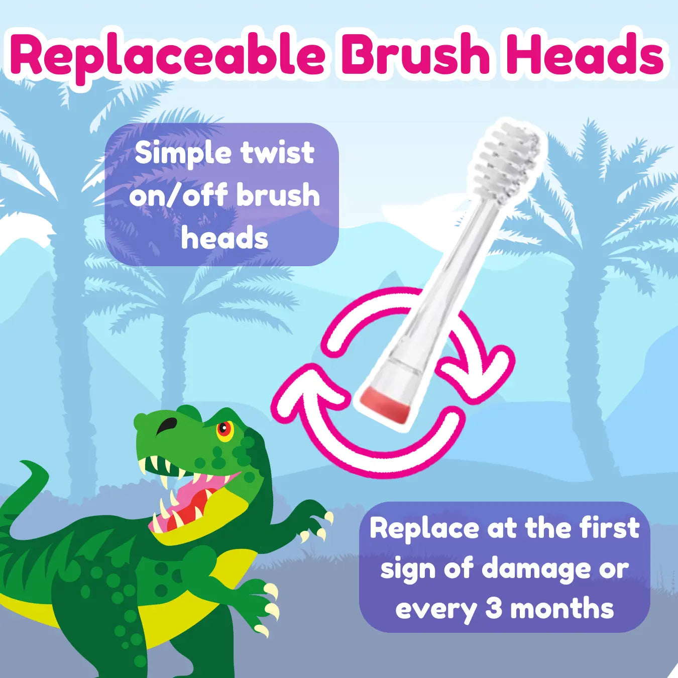 Dinosaur KidzSonic® Kids Electric Toothbrush