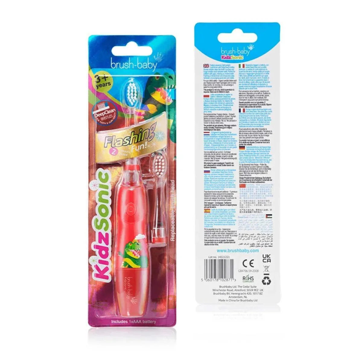 Kids Sonic Electric Toothbrush with replacement brush head packaging