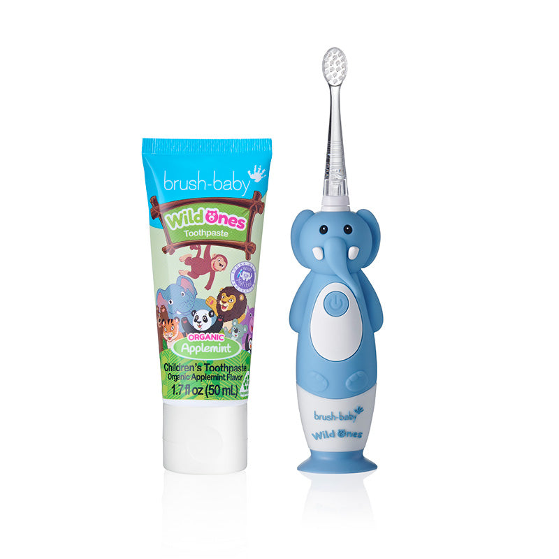 WildOnes™ Elephant Kids Electric Rechargeable Toothbrush and WildOnes Applemint Toothpaste
