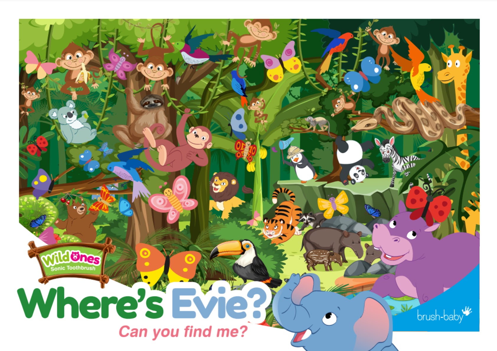Where's Evie the WildOnes Elephant Kids Electric Rechargeable Toothbrush activity sheet