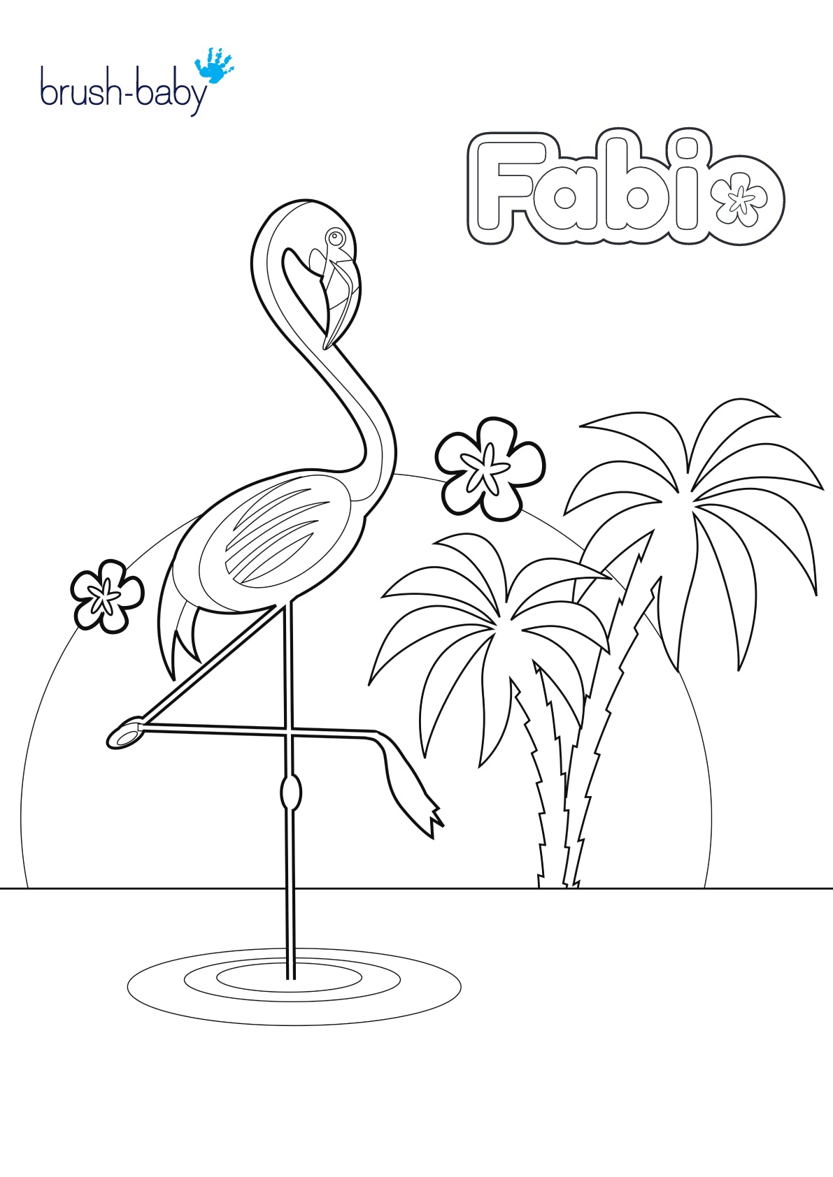 Brush-Baby Kids Sonic Electric Toothbrush Fabio The Flamingo Colouring Sheet