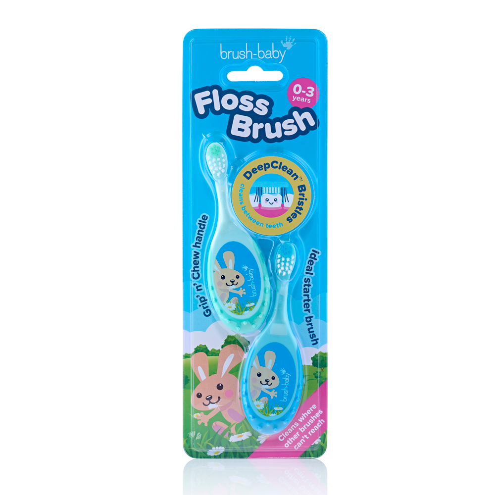 Baby toothbrush for toddlers blue and teal double pack