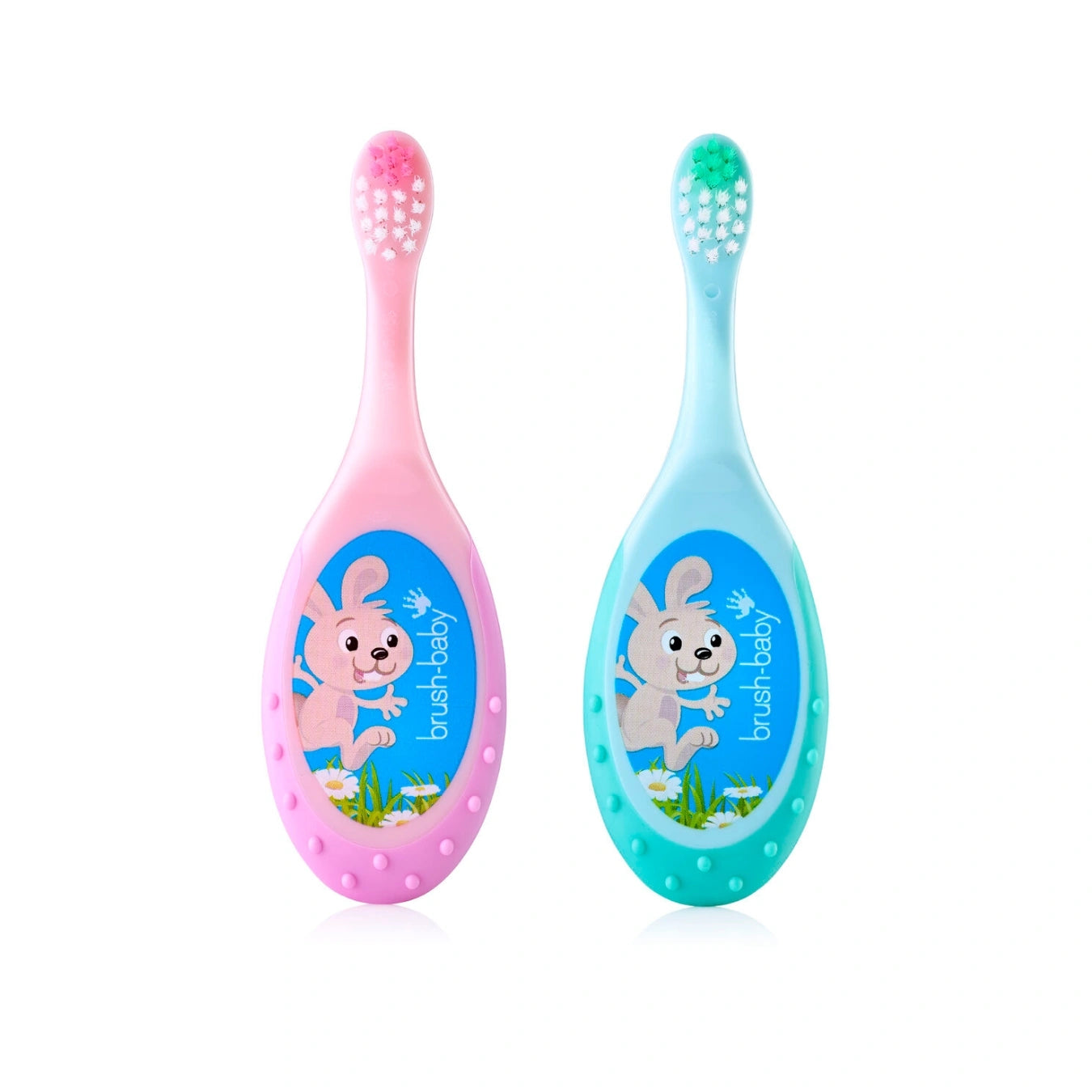 FlossBrush™ Baby Bristles Toothbrush (0-3 Years) Double Pack - Pink & Teal