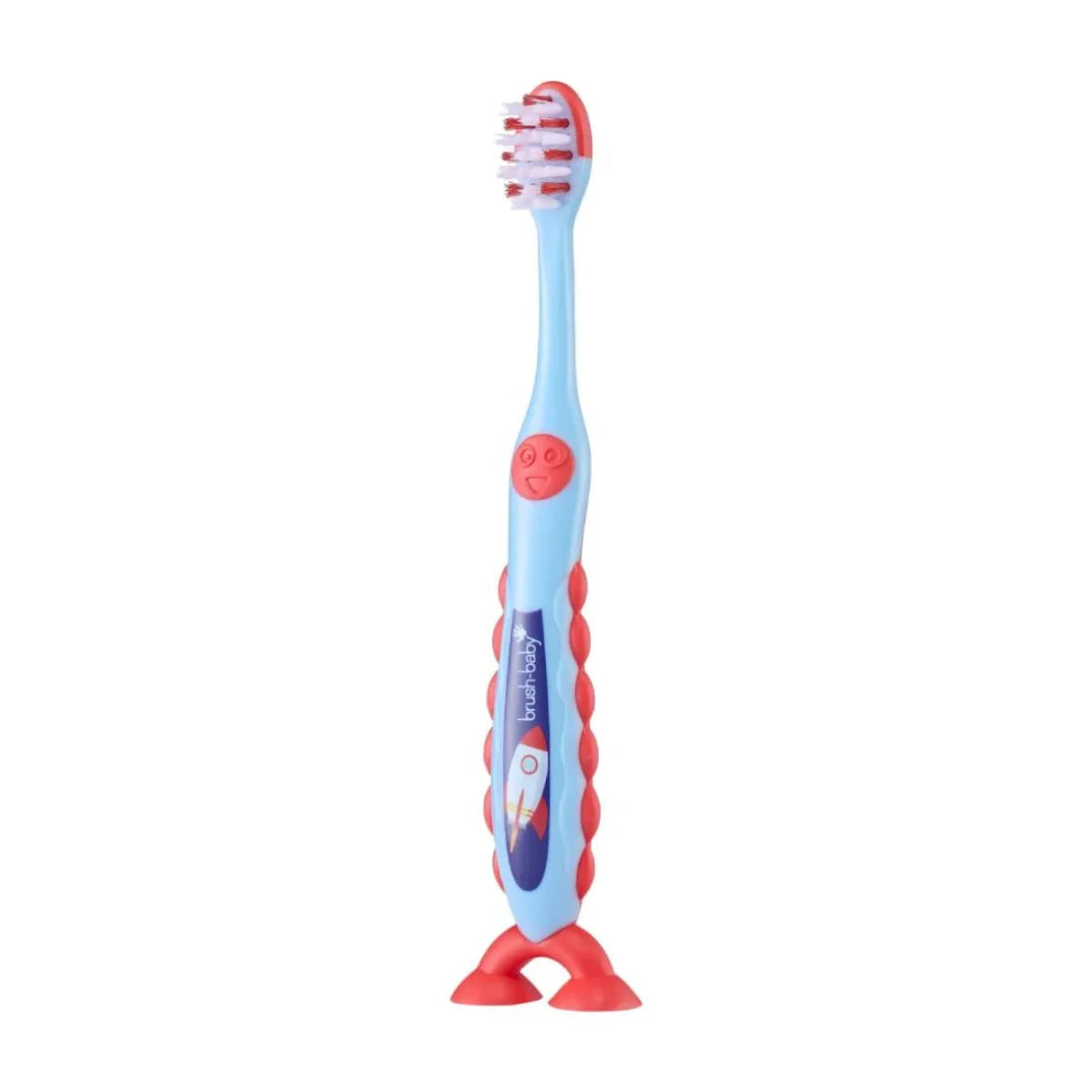 Fabio the Flamingo Deep clean Bristles toothbrush for children Flossbrush in light blue with pink sucker feet for children