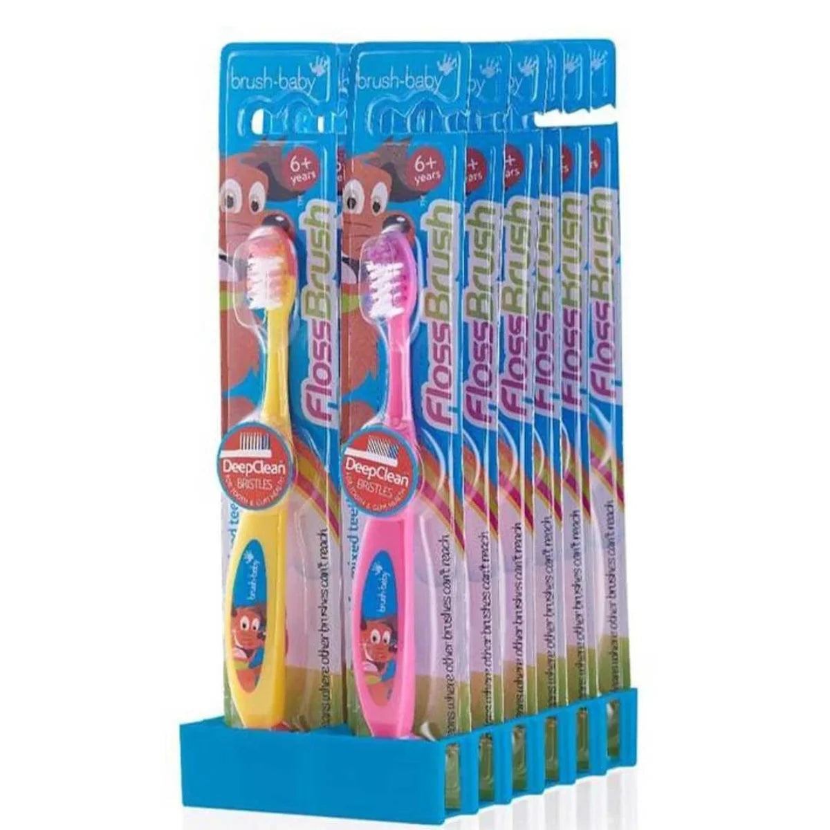 floss bristles toothbrush best childrens toothbrush 6years+ multi coloured value pack in pink, yellow, blue and purple