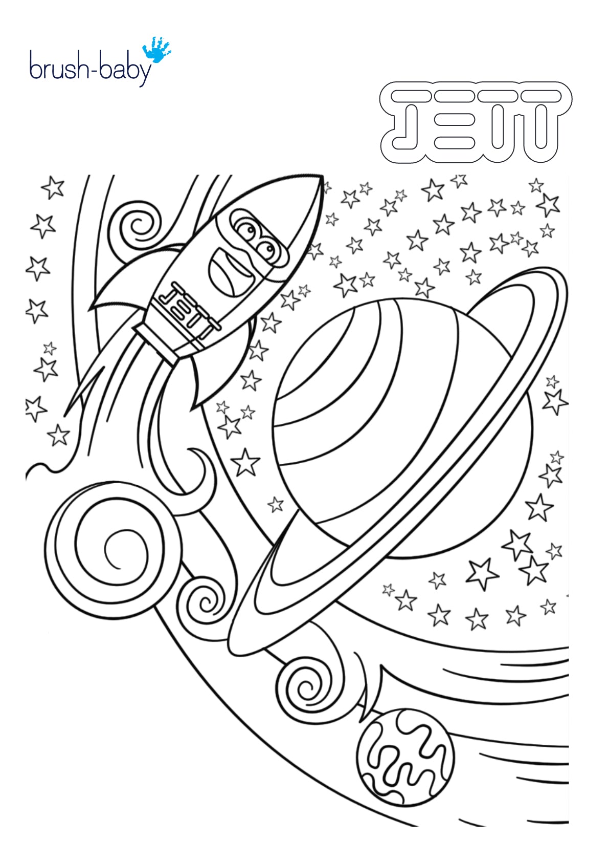 Jett The Rocket Electric Toothbrush for Kids Colouring Sheet 