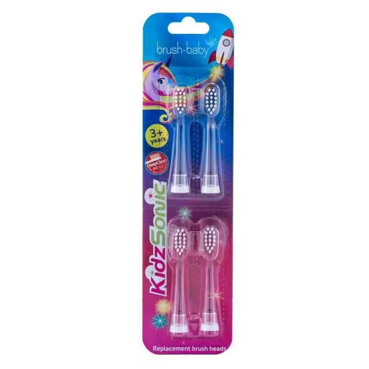 4 replacement brush heads for the kids sonic rocket and unicorn kids electric toothbrushes