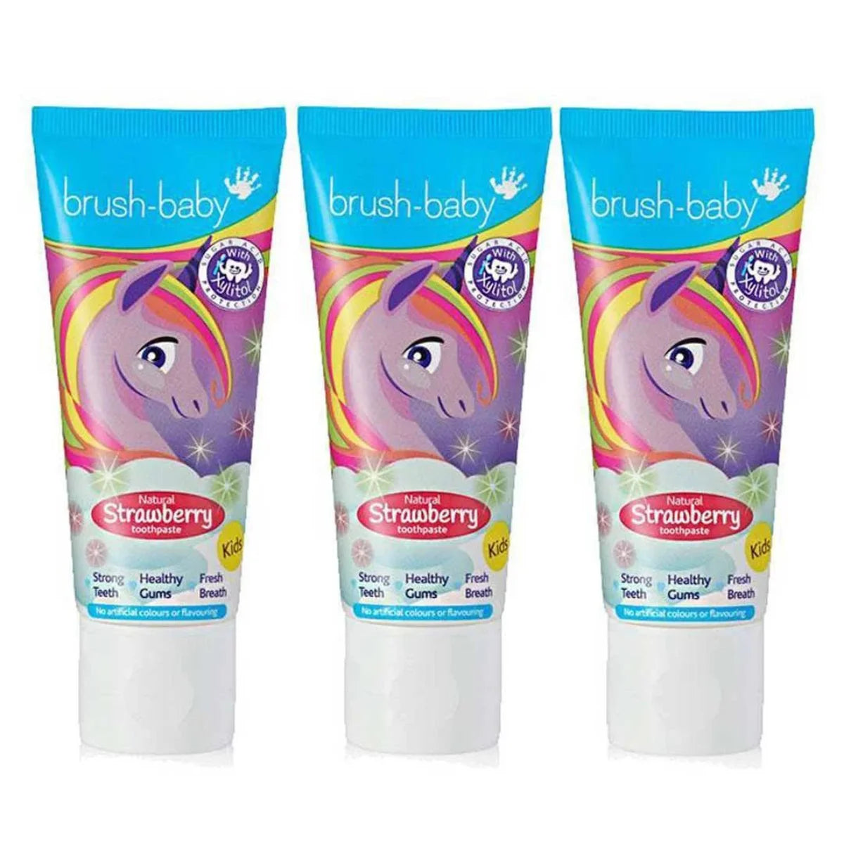 3 pack of  natural strawberry flavoured toothpaste for toddlers