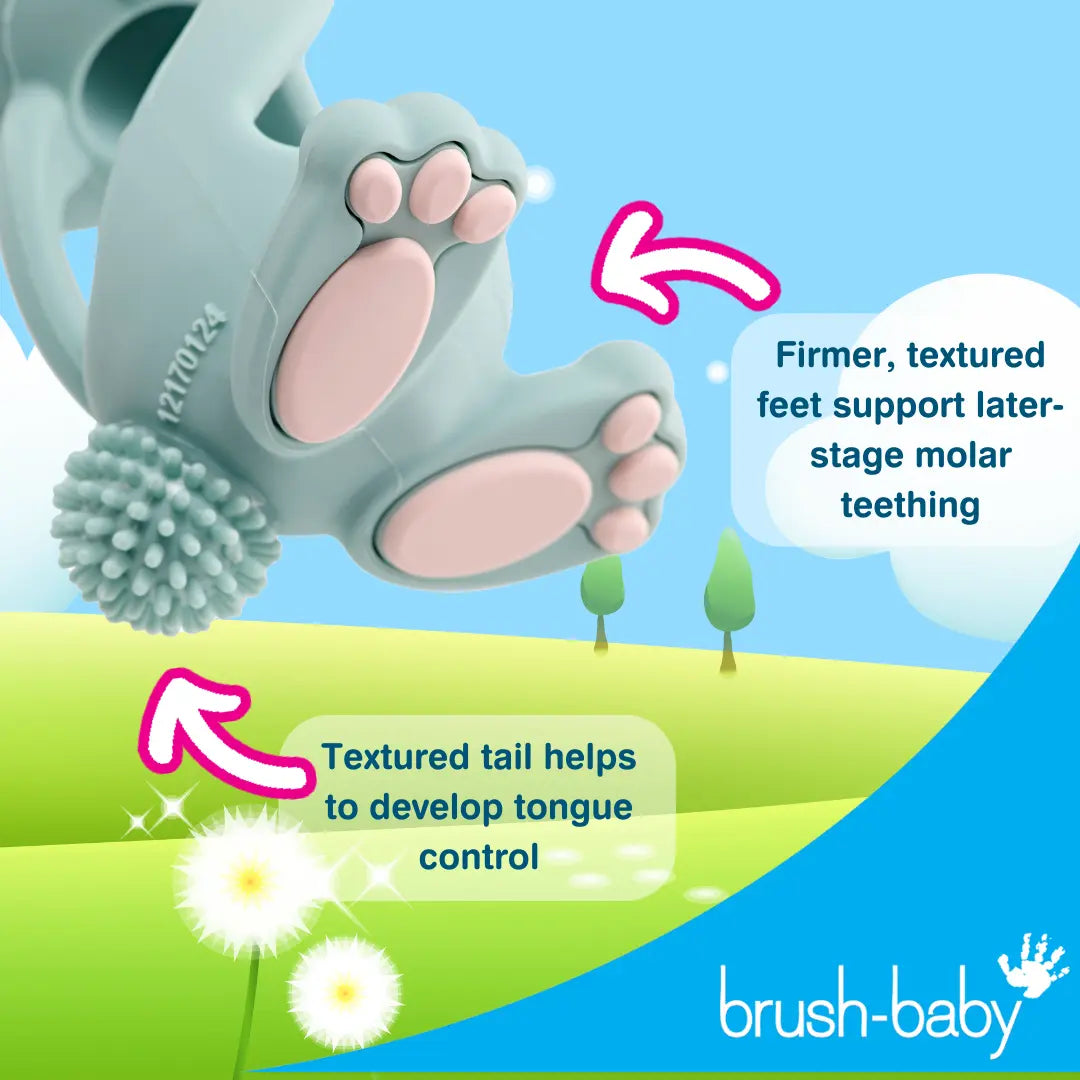 Brush Baby Bobbie Bunny Baby Teether Toy Rose Pink | Twist & Bounce Teething Toy