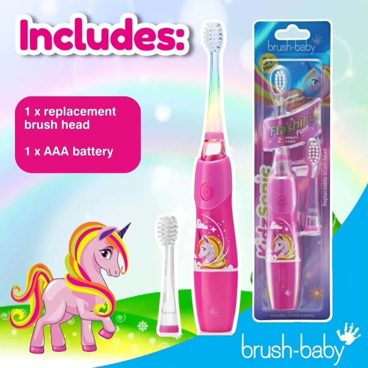 Flossy the Unicorn Kids Sonic battery electric toothbrushes