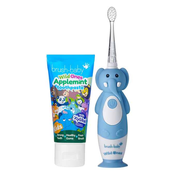 WildOnes™ Elephant Kids Electric Rechargeable Toothbrush and WildOnes Applemint Toothpaste