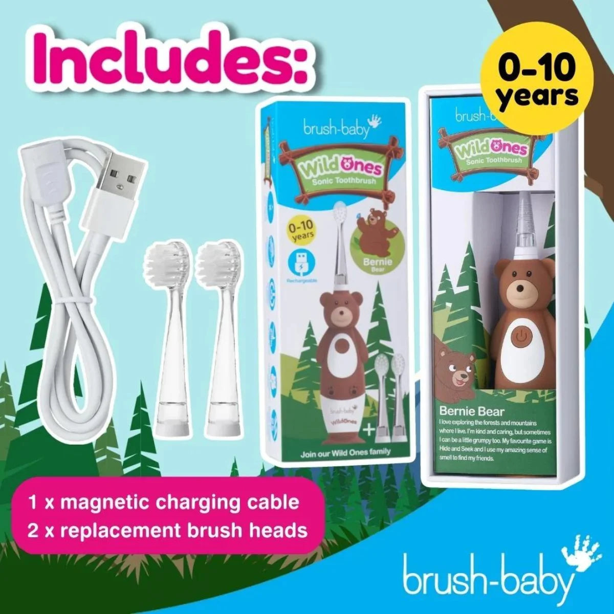 brushbaby WildOnes kids electric rechargeable toothbrush for children