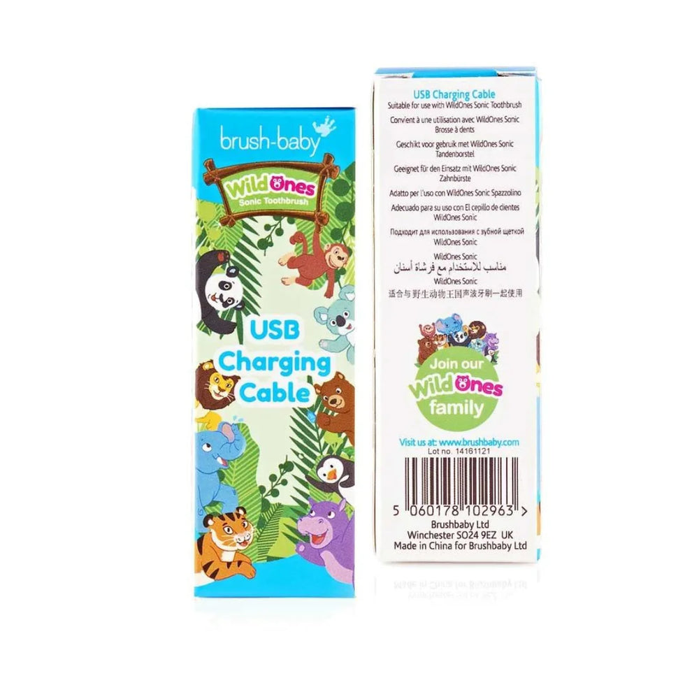 wildones Kids electric rechargeable toothbrush usb charging cable box packaging