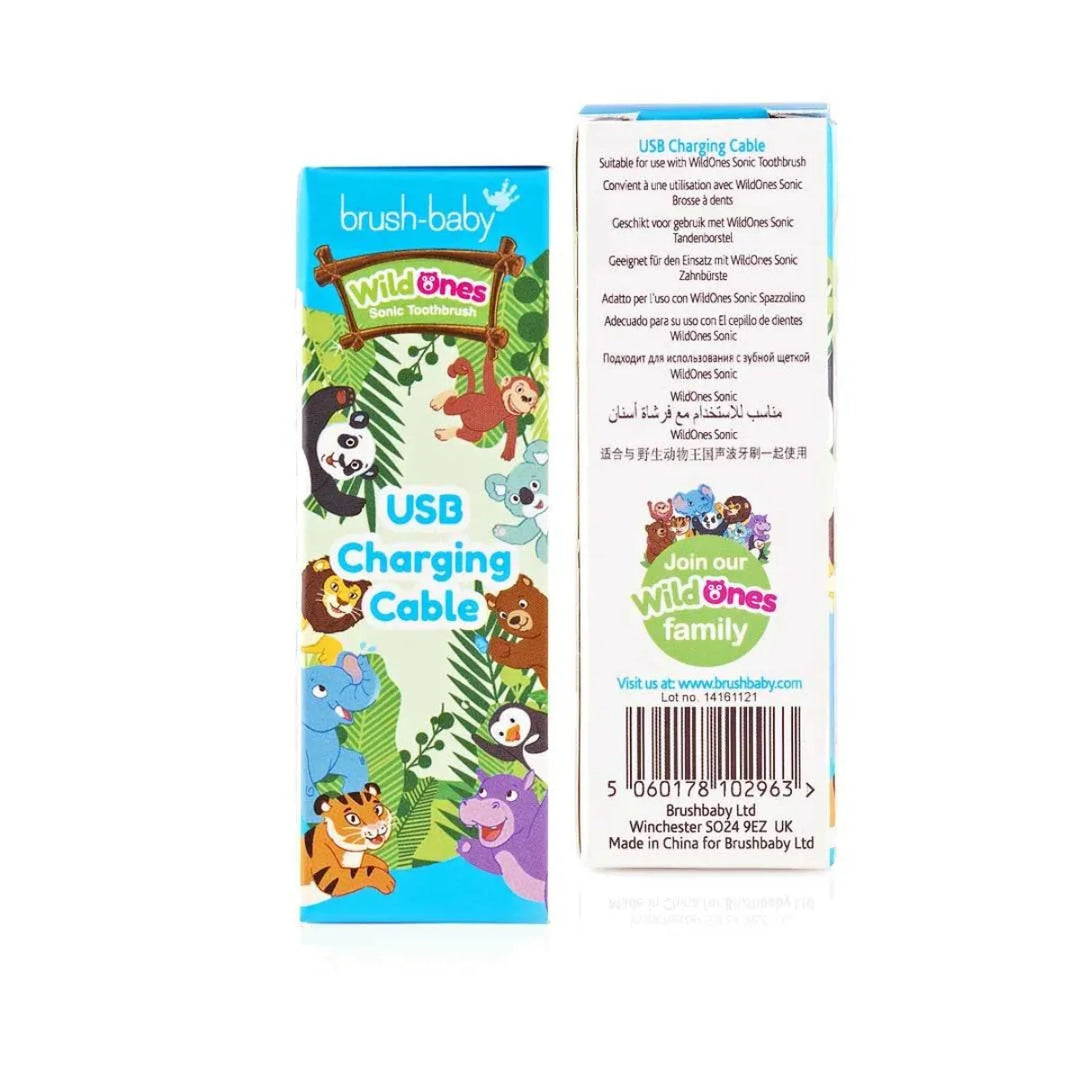 wildones Kids electric rechargeable toothbrush usb charging cable box packaging