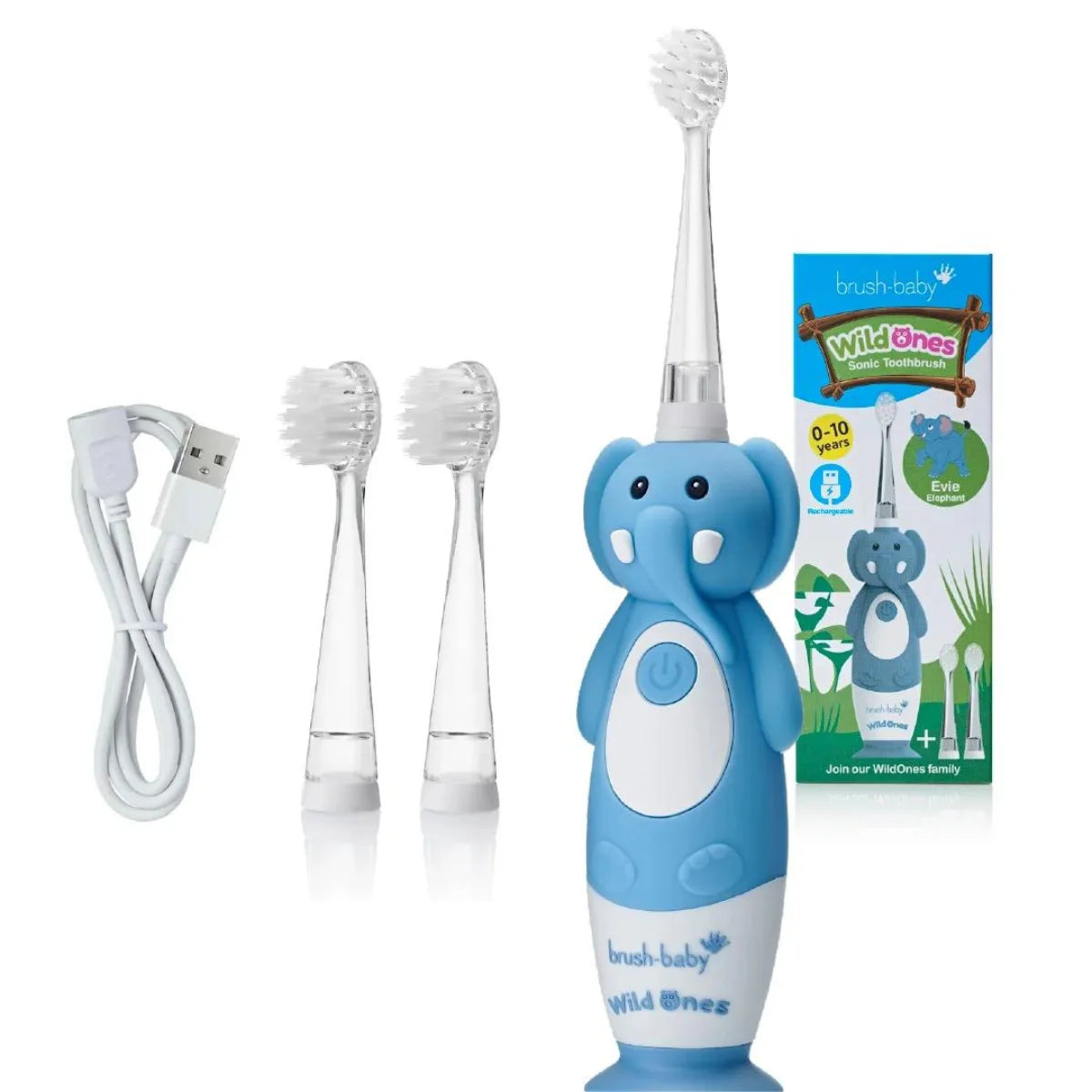 brushbaby WildOnes Elephant Kids Electric Rechargeable Toothbrush