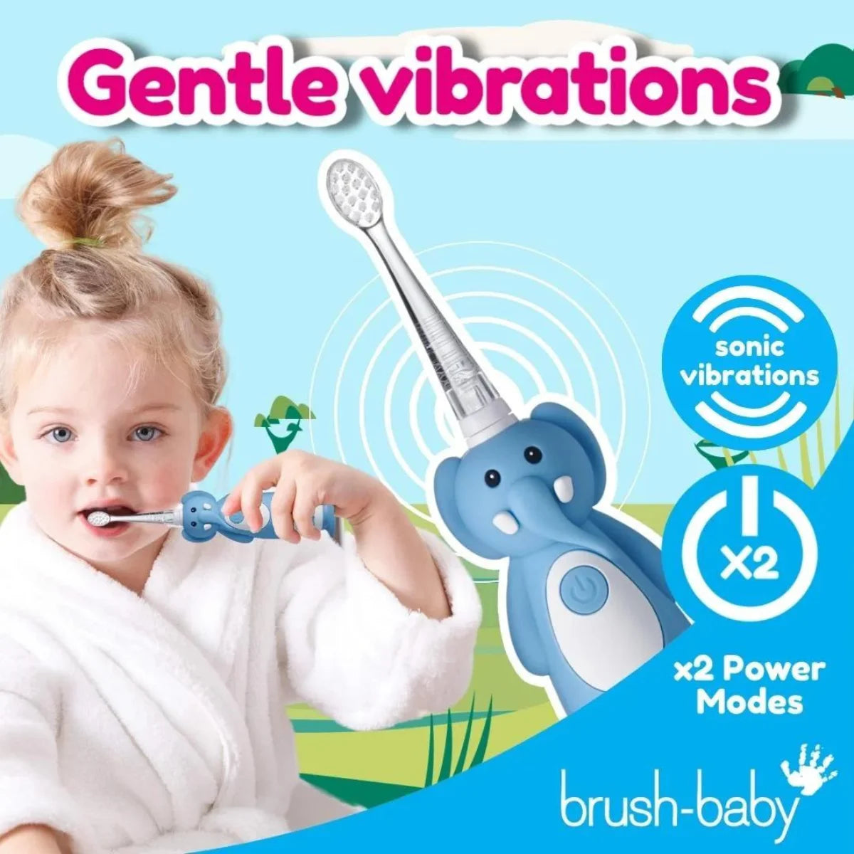 brushbaby WildOnes Elephant Kids Electric Rechargeable Toothbrush