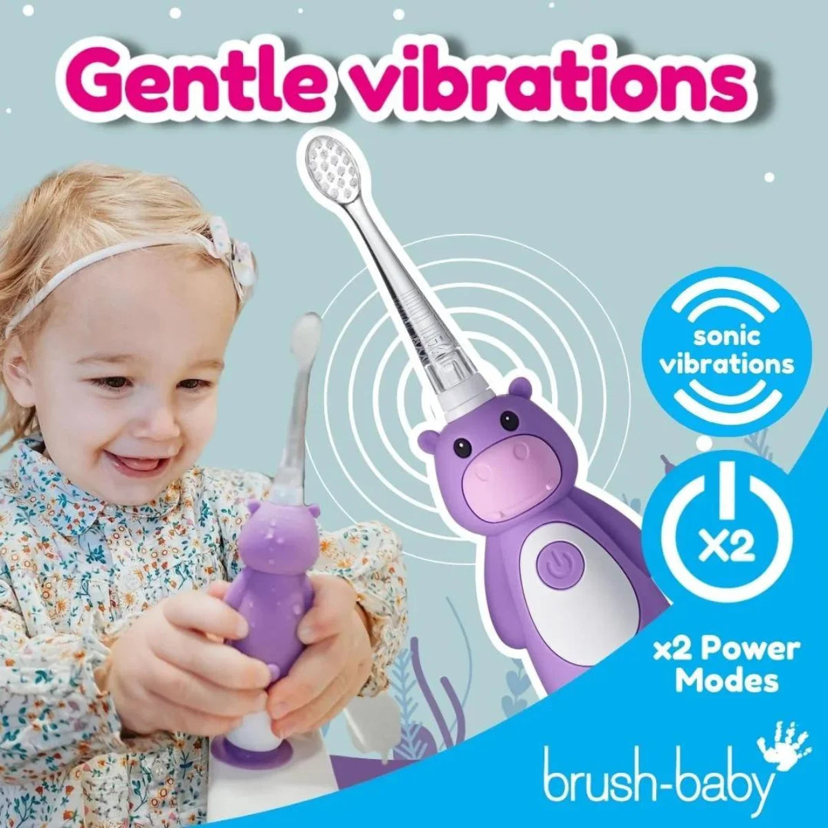 brush baby Kids Holly the Hippo Rechargeable WildOnes kids electric rechargeable toothbrush in purple 