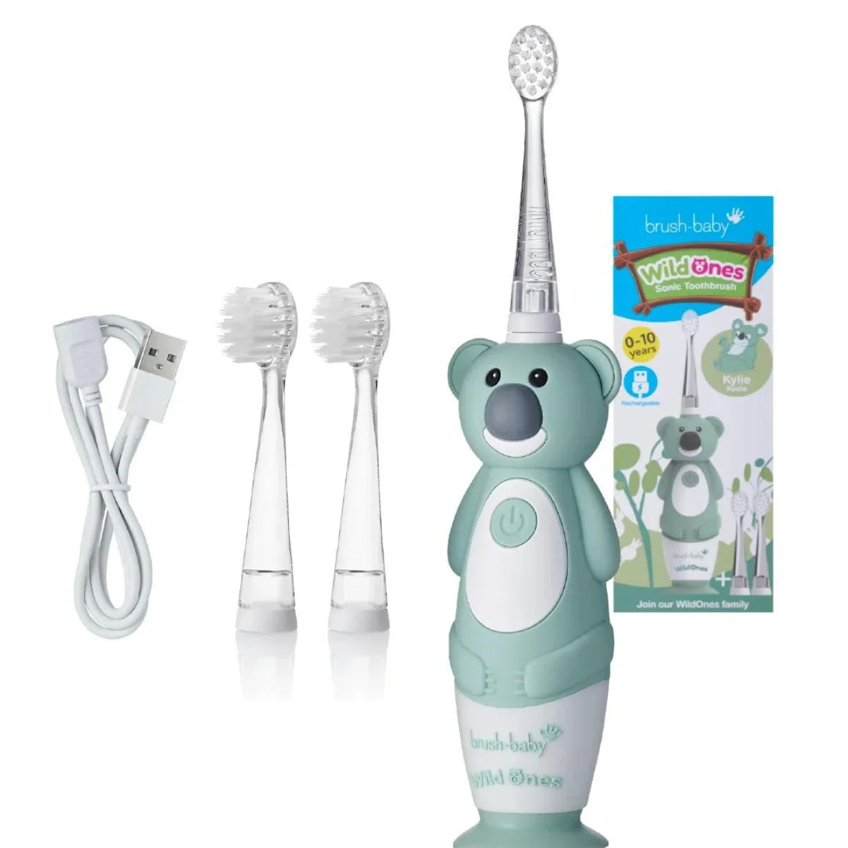 WildOnes Kylie Koala rechargeable electric childrens toothbrush in grey with white trim