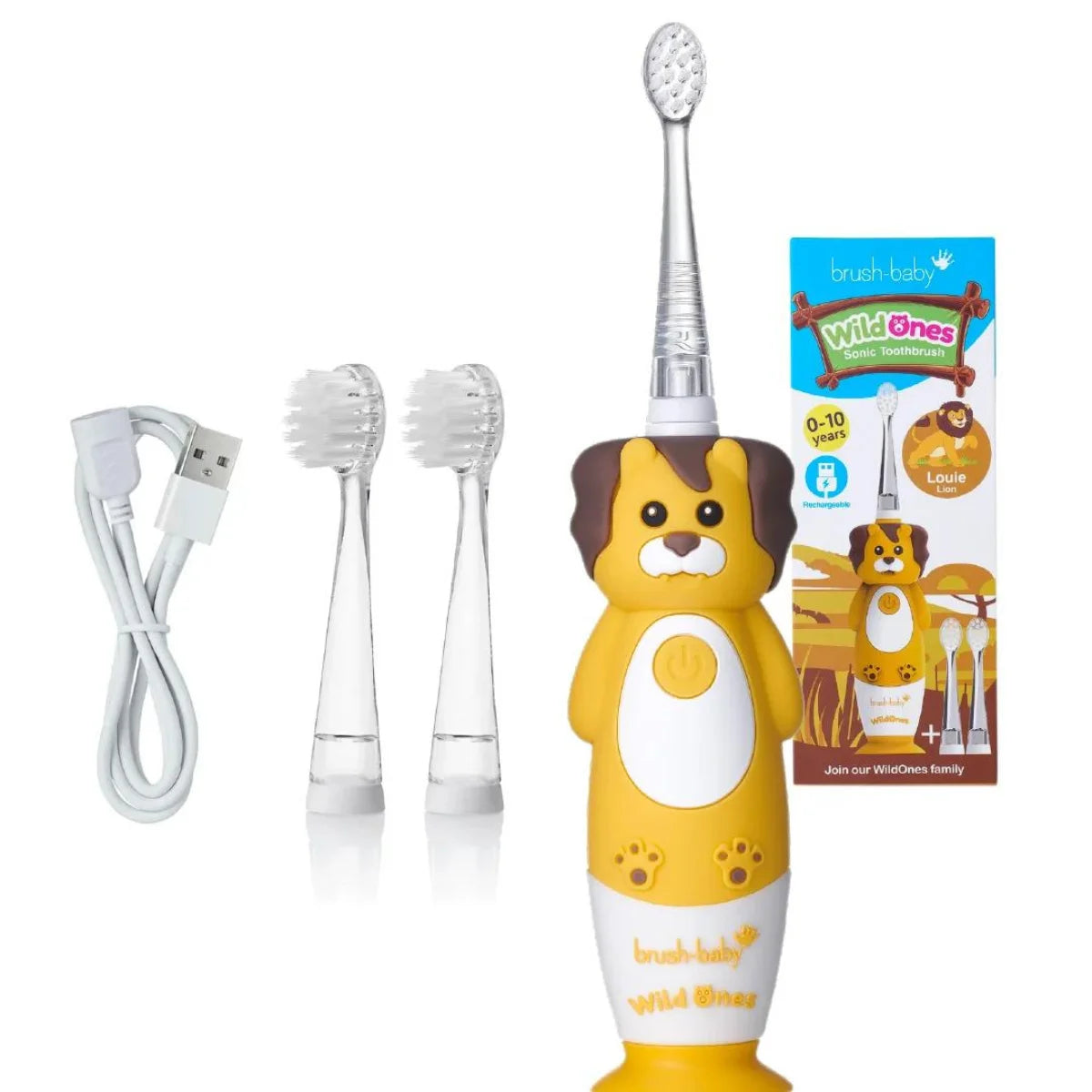 BrushBaby WildOnes Lion Kids Rechargeable Electric Toothbrush