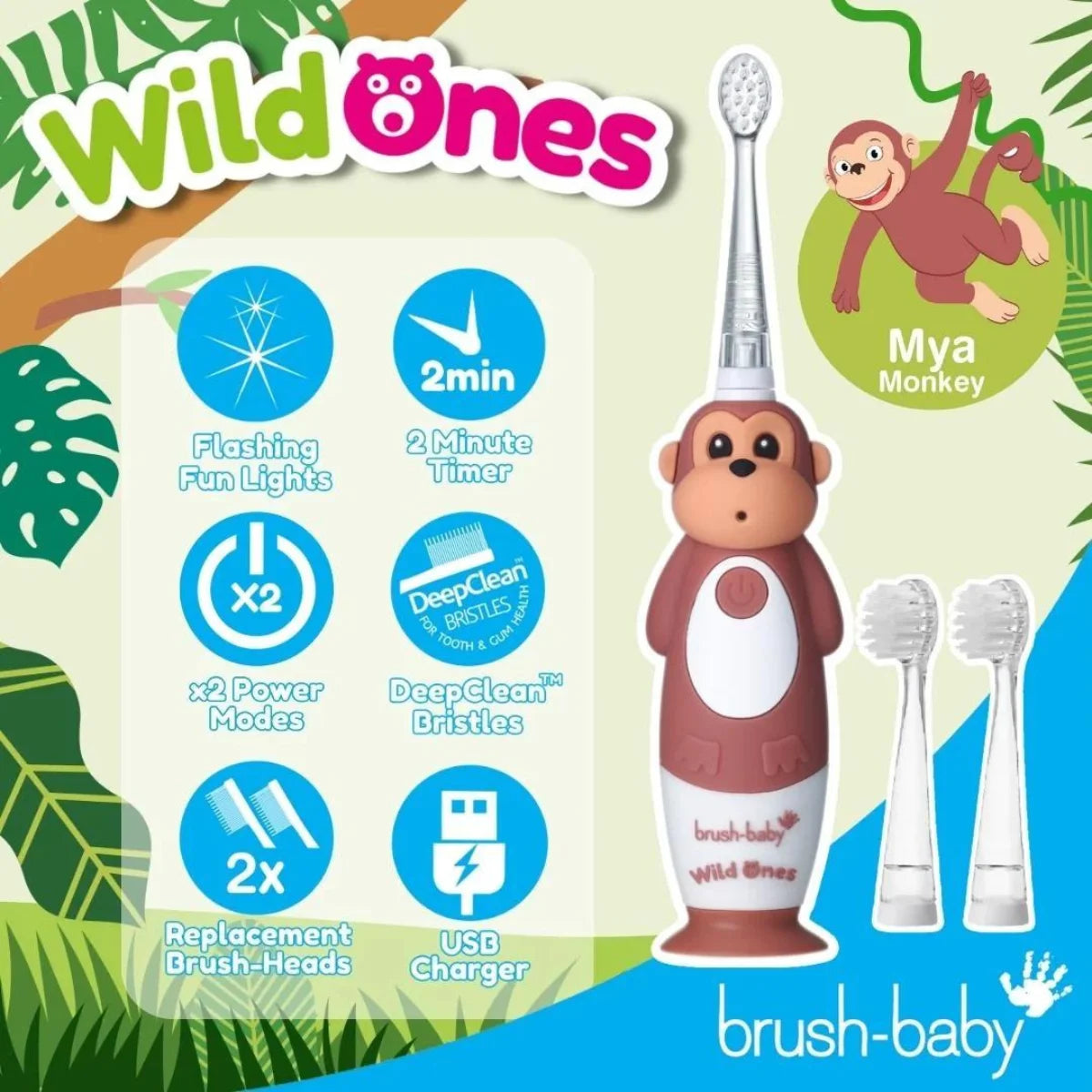 WildOnes Monkey Rechargeable Electric Toothbrush for Kids