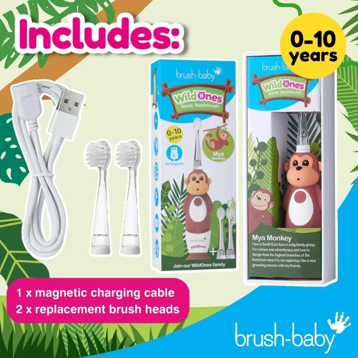 Brush-baby WildOnes Monkey Child Electric Rechargeable Toothbrush