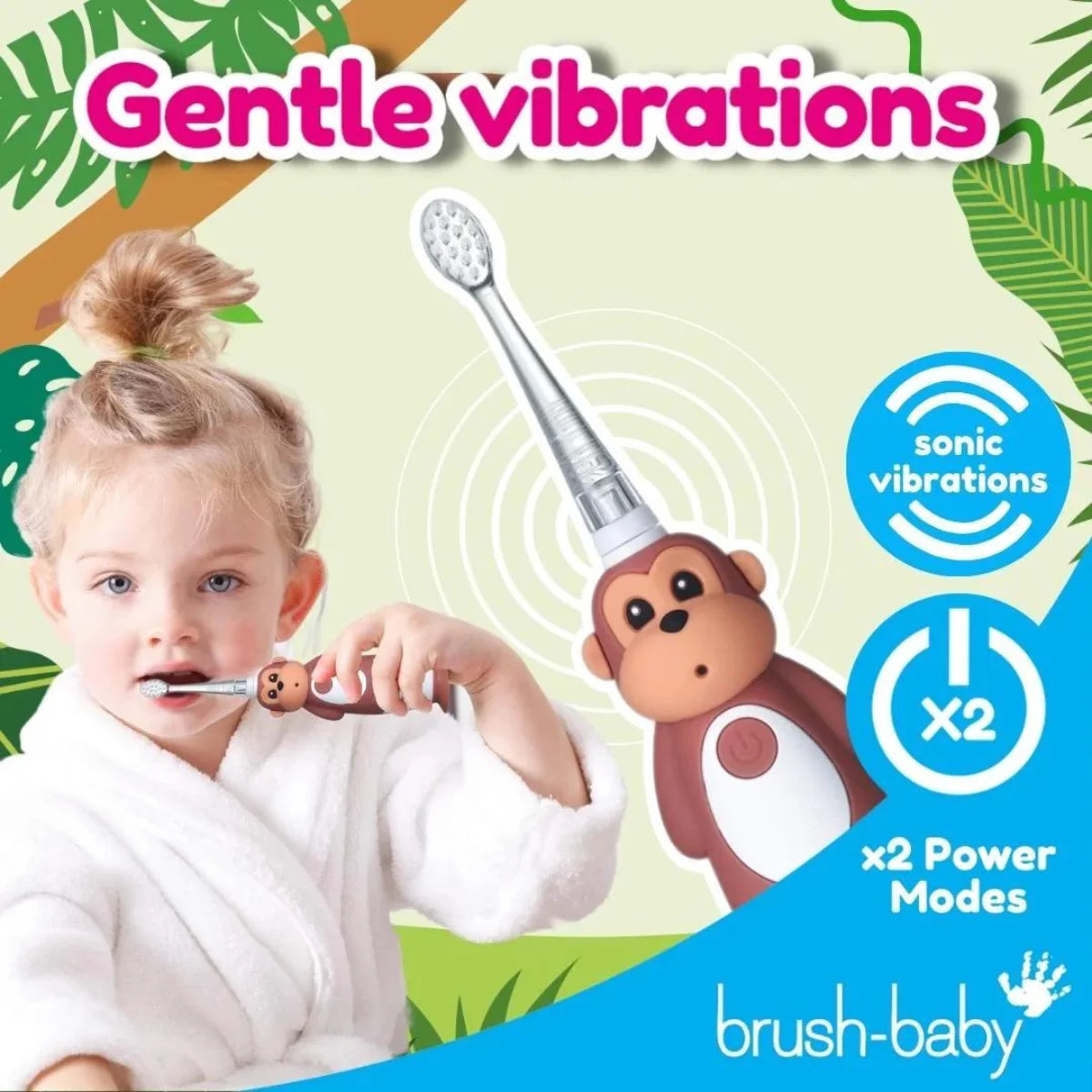 WildOnes BrushBaby Monkey Rechargeable Electric Sonic Toothbrush for toddler