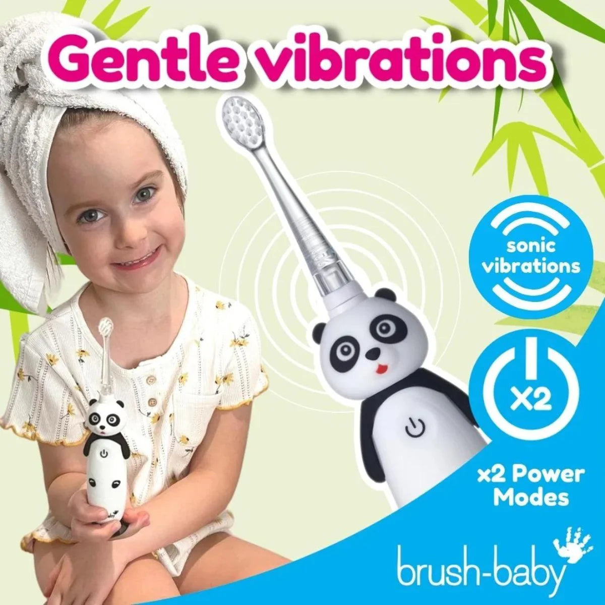 Brushbaby Panda WildOnes Kids sonic electric rechargeable toothbrush 