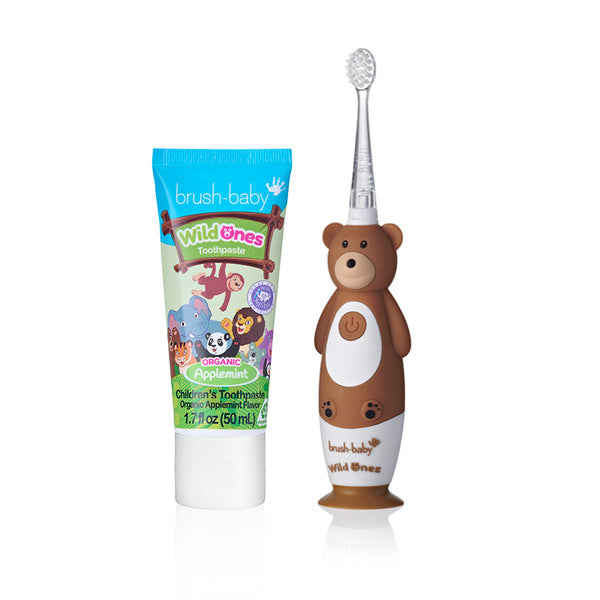 WildOnes™ Bear Kids Electric Rechargeable Toothbrush and WildOnes Applemint Toothpaste