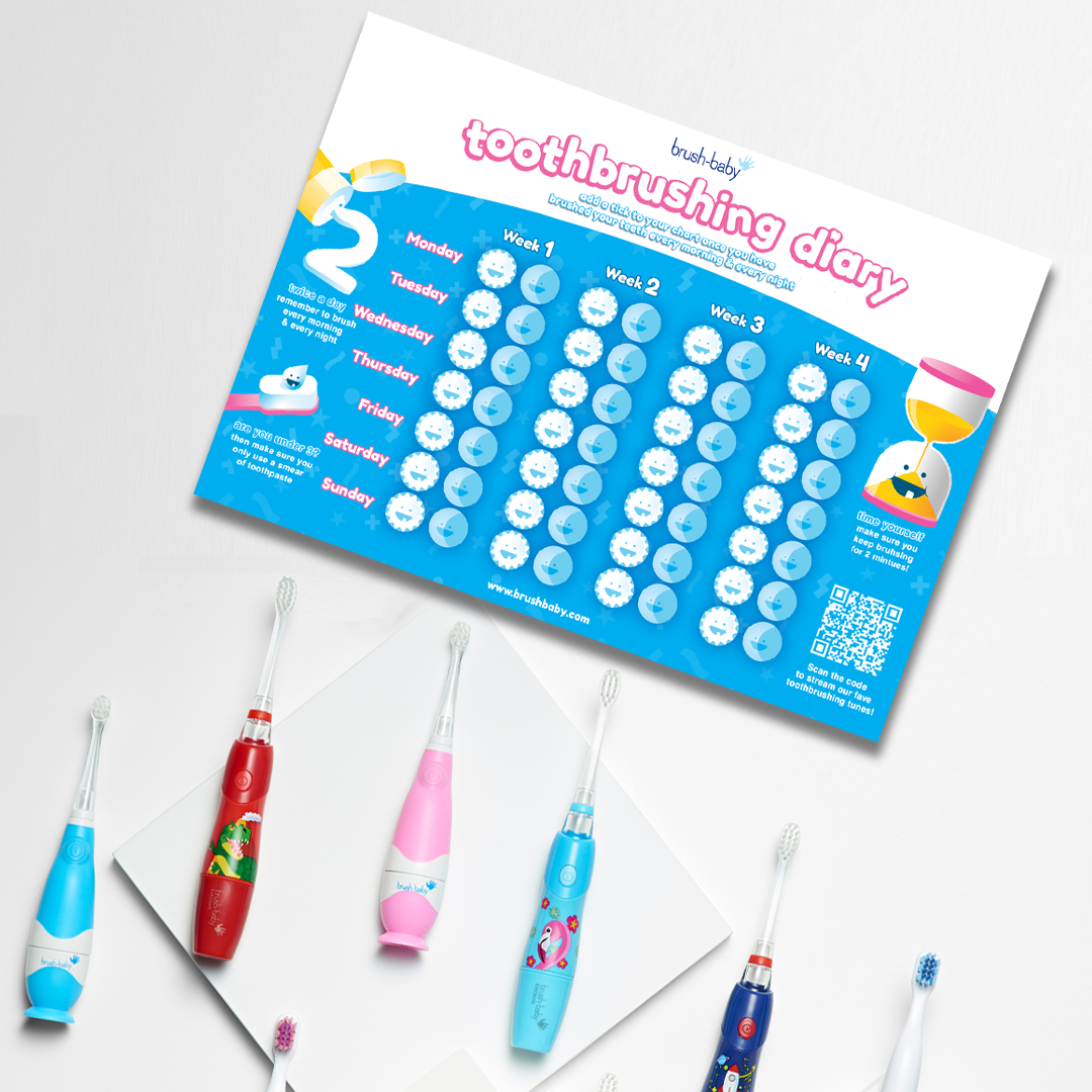 brush-baby childrens toothbrush and milk teeth toothpaste toothbrushing diary 